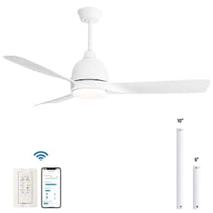 54 in. Indoor/Outdoor White Smart 6-Speed Ceiling Fan with light and Remote&APP Control