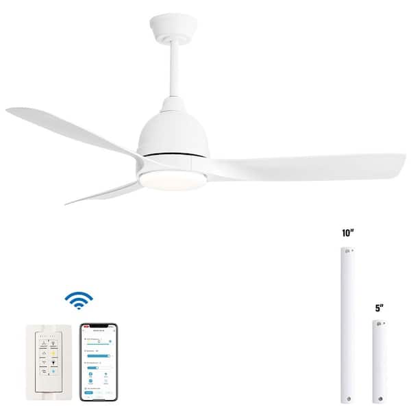 Sofucor 54 in.Indoor/Outdoor White Smart 6-Speed Ceiling Fan with light and Remote&APP Control