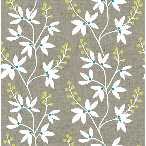 NuWallpaper Taupe & Lime Fairfield Taupe & Lime Wallpaper Sample