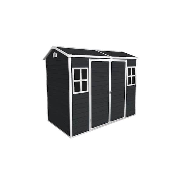 4 ft. W x 8 ft. D Resin Outdoor Storage Shed with Floor and 2 Windows, Garden Tools Shed
