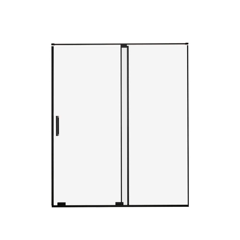 60 in. W x 72 in. H Sliding Semi Frameless Shower Door in Matte Black Finish with Clear Tempered Glass with Handles price history on PriceWatchPro