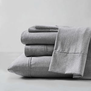 KCNY Solid Cationic Brushed Smoke 4-Piece Microfiber Queen Sheet Set