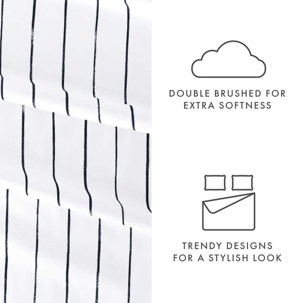 Twin Gray Stripe Deep Pocket Microfiber Sheet Set