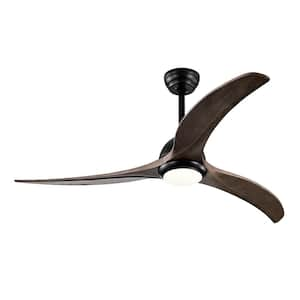 52 in. Integrated LED Indoor/Outdoor Matte Black Low Profile Ceiling Fan with Solid Wood Blades and Remote Control