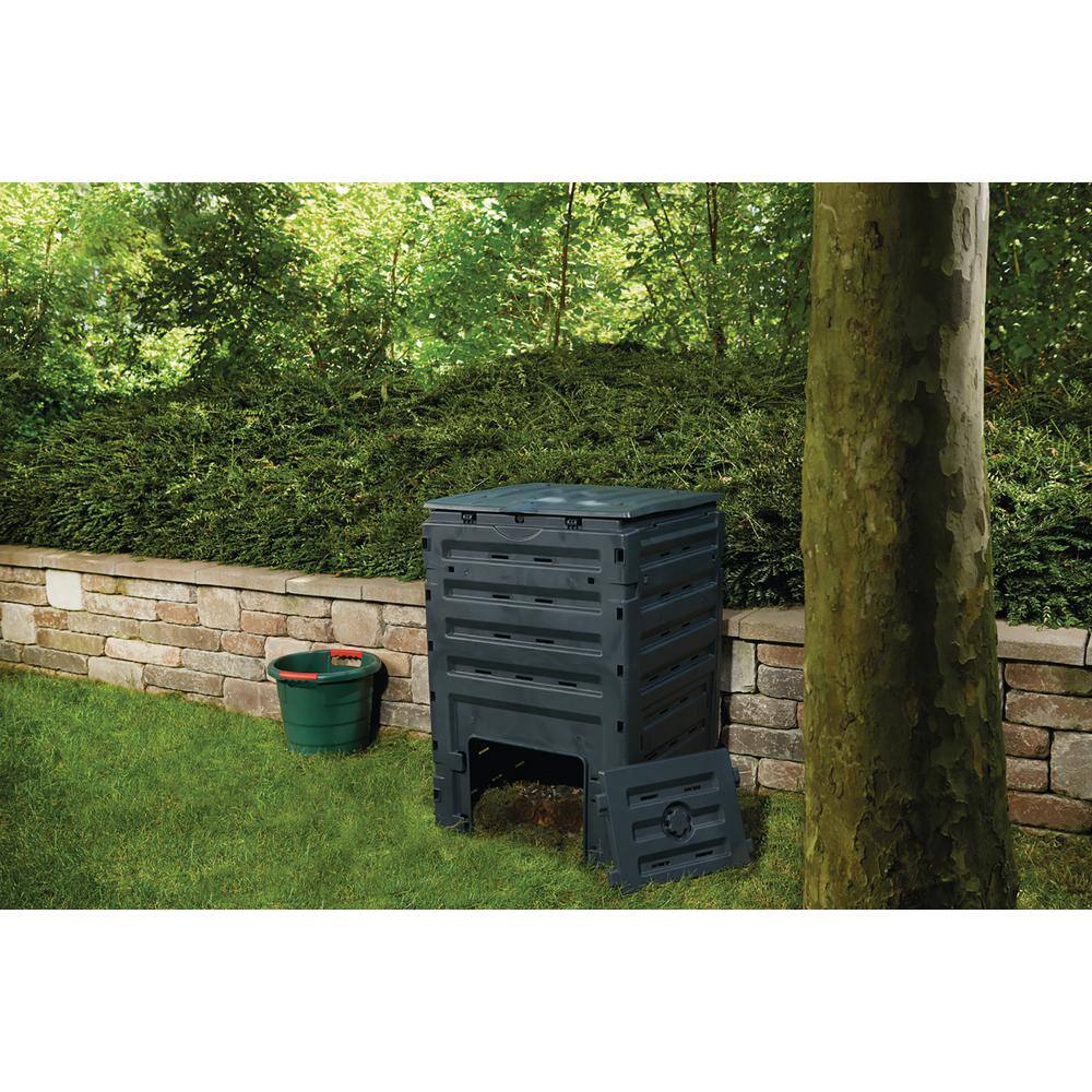 Eco-Friendly 120-Gal Polyethylene Stationary Composter with Latching Lid