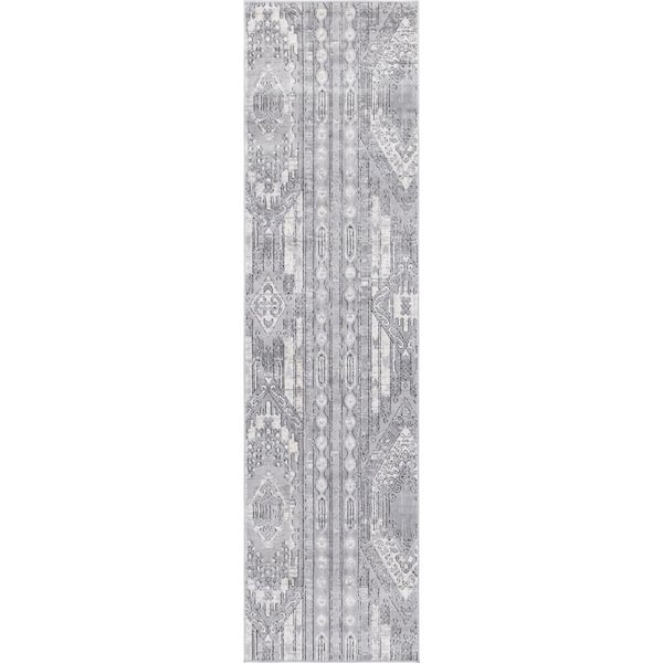 Unique Loom Portland Orford Gray 2 ft. 2 in. x 8 ft. Runner Rug
