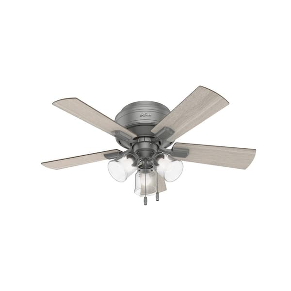 Crestfield 42 in. Indoor Matte Silver Low Profile Ceiling Fan with Light Kit