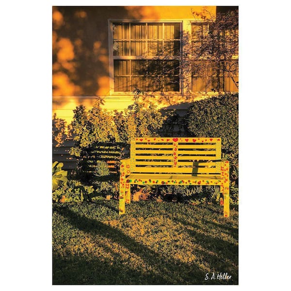 VENICE BEACH Collections Yellow Bench by Steven a Heller 1-Piece Unframed Canvas Drawing Print 20 in. x 30 in.