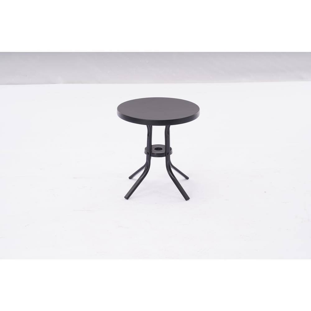 Patio Black Round Metal Frame Outdoor Side Table Modern Industrial Style