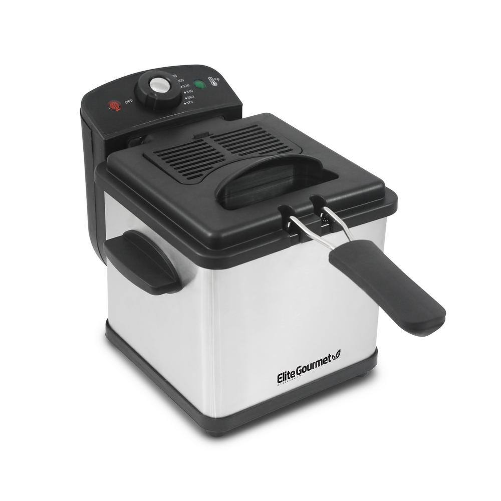 Elite Gourmet 1.6 Qt. Stainless Steel Deep FryerEDF1607 The Home Depot