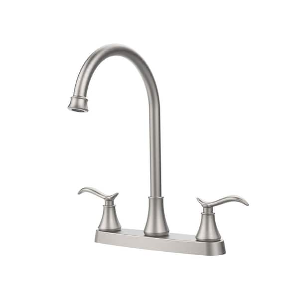 Bossa High Arc Double Handle Pull Out Sprayer Kitchen Faucet with 360° Spout Swivel in Brushed Nickel