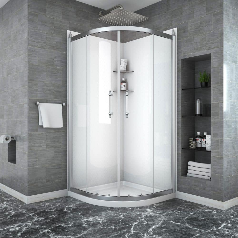 Double Sliding Semi Frameless Corner Shower Enclosure in Chrome Finish 36 in. W x 72 in. H price history on PriceWatchPro