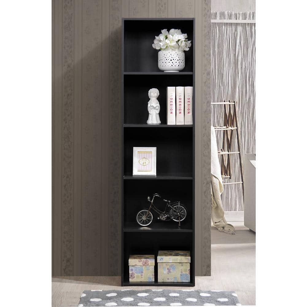 Kids' Playful Cube Organizer Bookcase with Doors - Black Wood