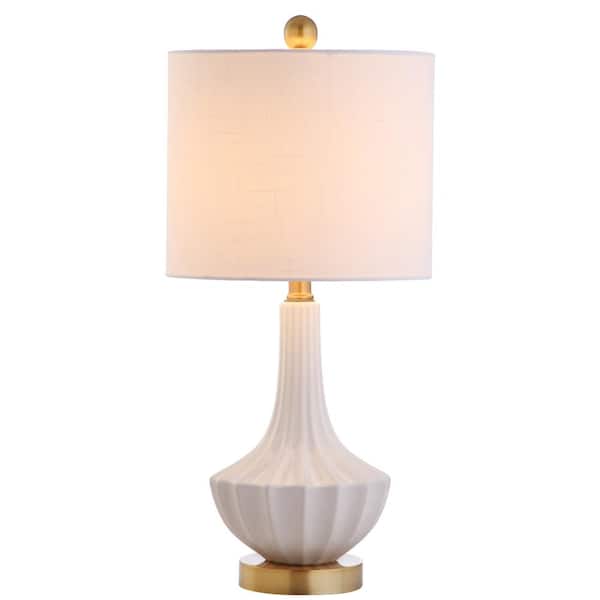 Parker 21.5 in. H Brass/White Ceramic Mini Table Lamp