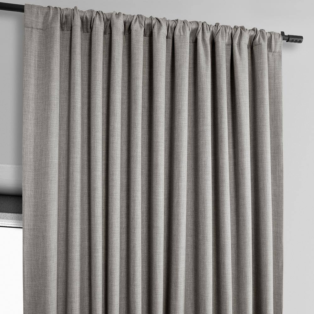 Clay Textured Faux Linen 96" Blackout Window Curtain