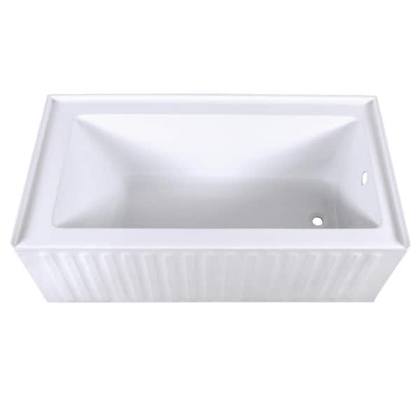 Aqua Eden 60 in. Acrylic Right Drain Rectangular Alcove Bathtub in White