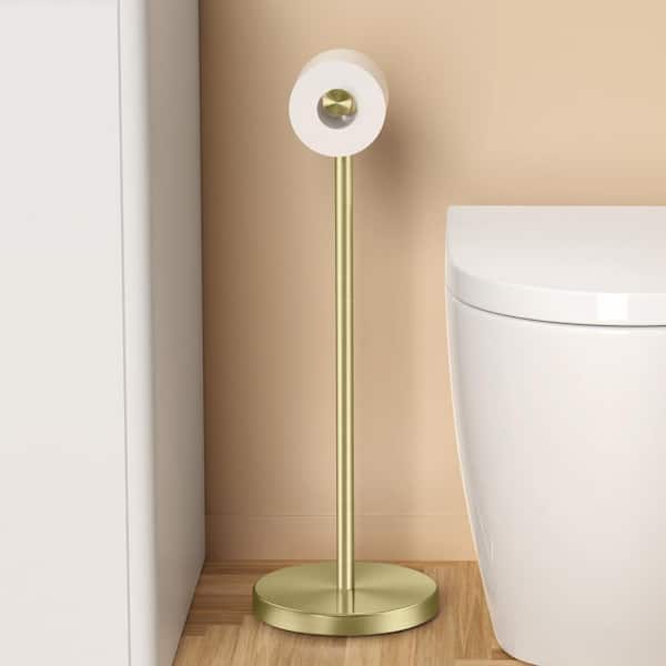 Bathroom Freestanding Toilet Paper Holder Tissue Roll Holder Floor Stand in Brushed Gold