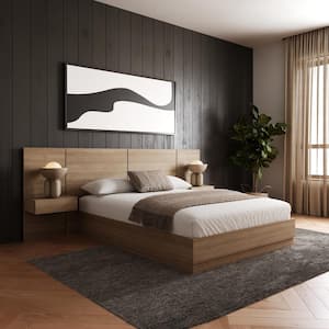 Milano 4-Piece Brown Oak Full Size Wood Bedroom Set