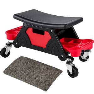 Rolling Mechanic Stool 300 lbs. Capacity Heavy-Duty Garage Stool with Wheels 3 Slide Out Tray Drawer for Auto Repair