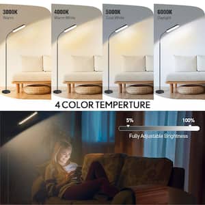 68.5 in. Classic Black Industrial Standard Dimmable and 4 Color Temperature LED Floor Lamp with Remote &Touch Control