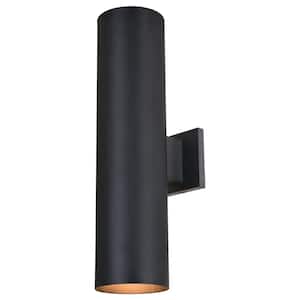 Chiasso Aluminum 2-Light Black Contemporary Outdoor Tube Wall Light