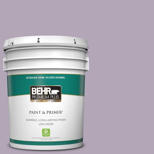 BEHR PREMIUM PLUS 5 gal. #660F-4 Plum Frost Semi-Gloss Enamel Low Odor Interior Paint & Primer