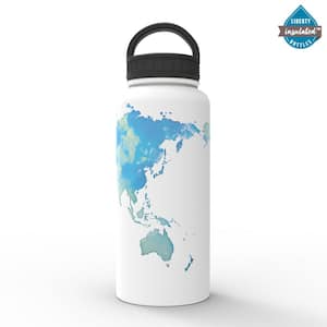 32 oz. Wanderlust Flat White Insulated Stainless Steel Water Bottle with D-Ring Lid