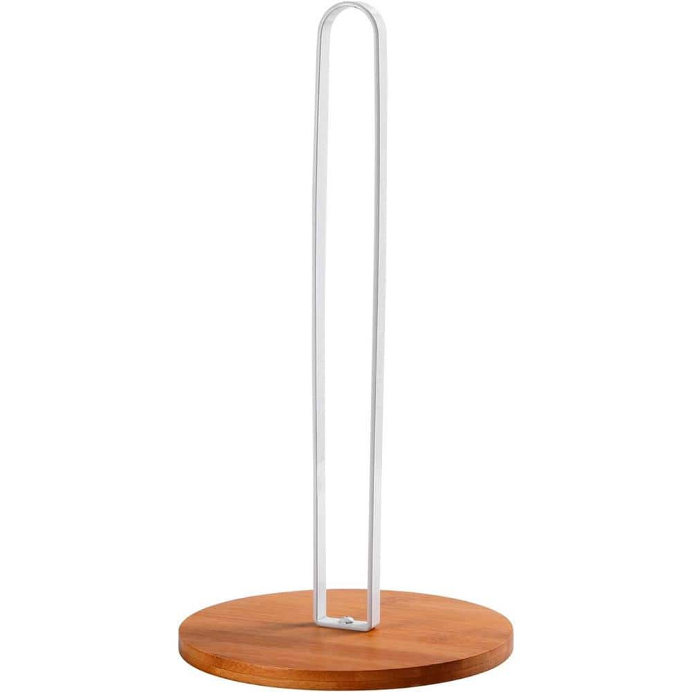 Wood Paper Towel Holder Countertop, Free-Standing with Non-Slip Wooden Base
