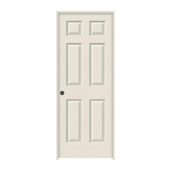 JELD-WEN 24 in. x 80 in 6 Panel Colonist Primed Right-Hand Textured Solid Core Molded Composite MDF Single Prehung interior Door