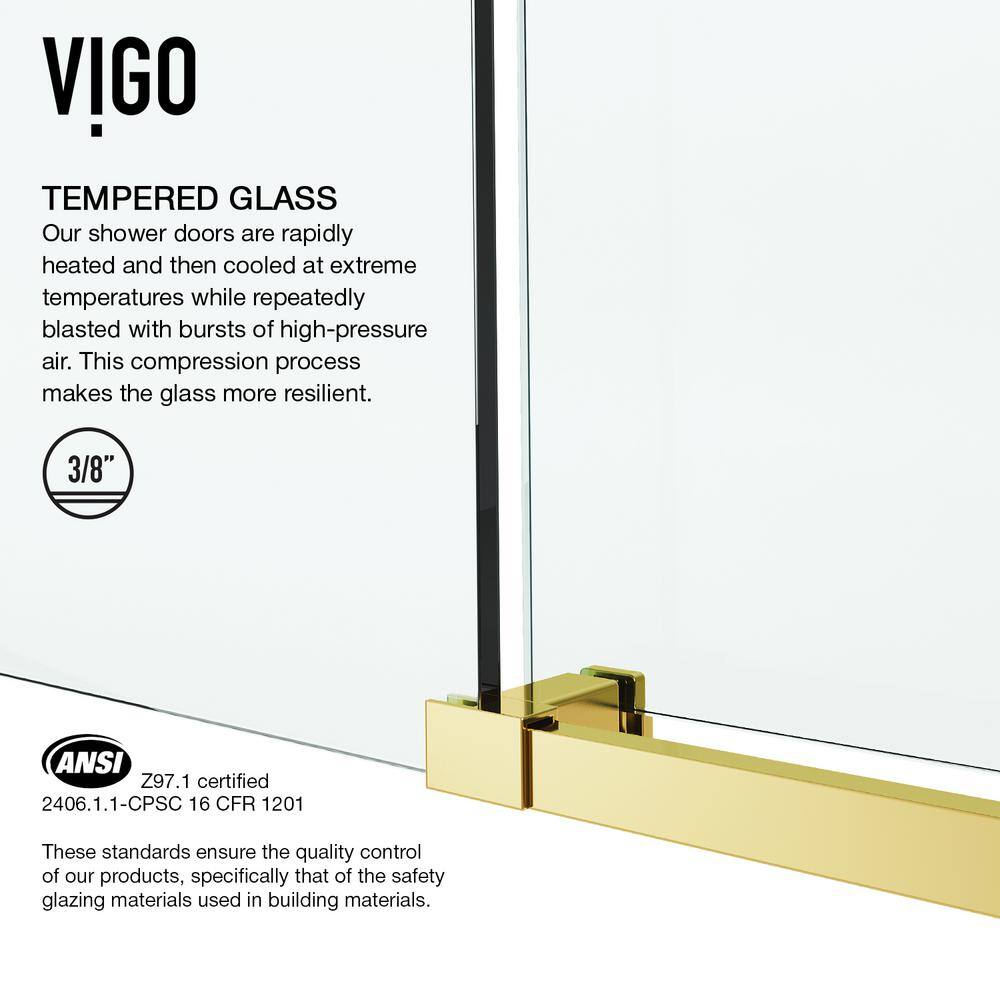 Elan E-Class 56-60" Frameless Sliding Shower Door in Matte Brushed Gold