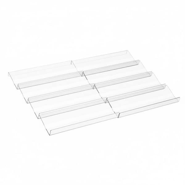 8-Pack Clear Expandable Drawer Mount Spice Rack Organizer with Anti-Slip Design Holds 56 Jars for Kitchen Use