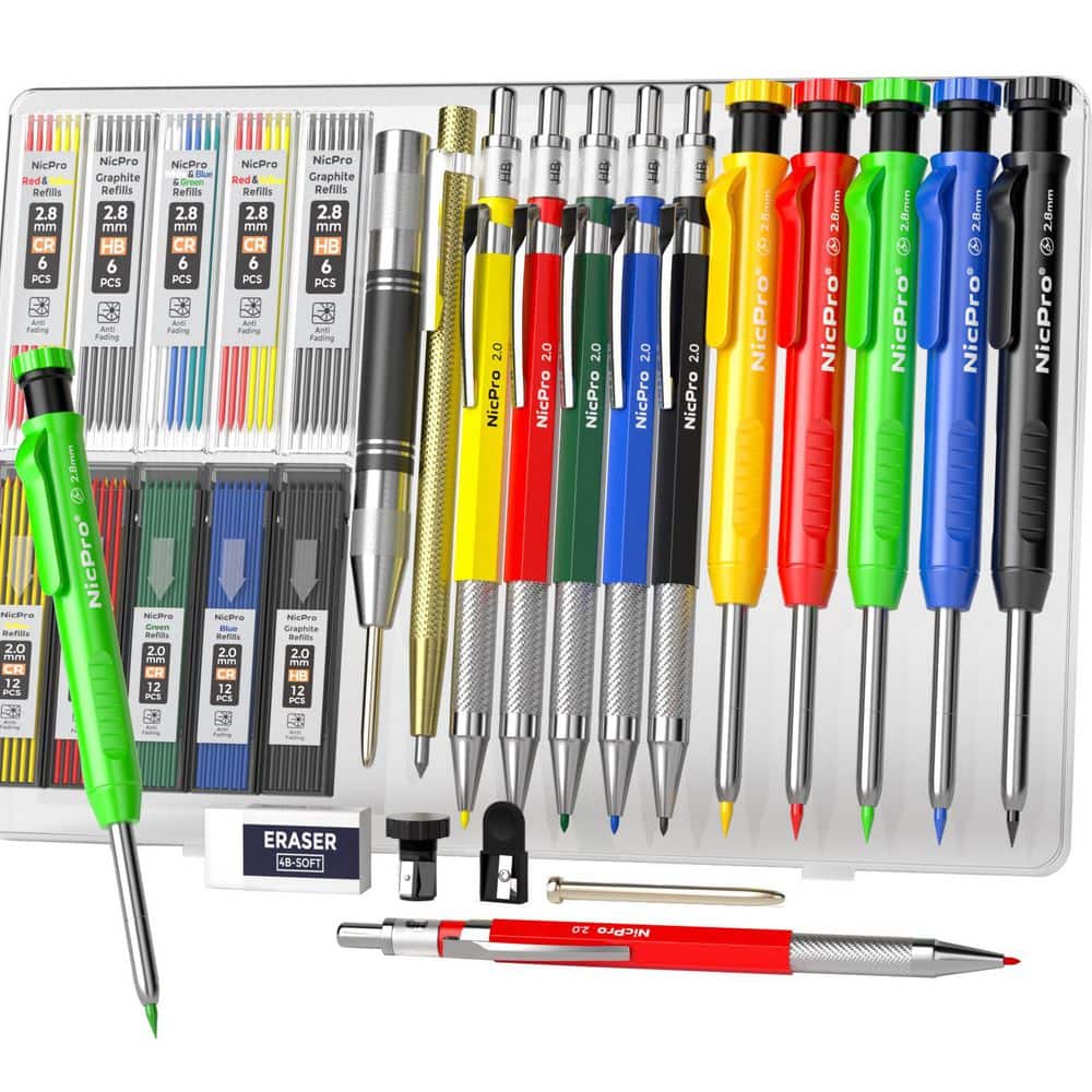 27 Pack Carpenter Pencils Mechanical, 2.0 mm Construction Pencils Setting T