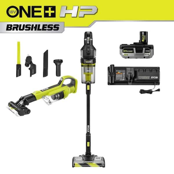 ONE+ HP 18V Brushless Cordless Advanced WHISPER Series Stick Vacuum Kit with FREE Hand Vacuum, 4 Ah Battery, and Charger