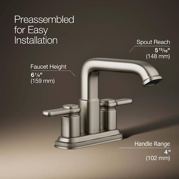 KOHLER Numista 4 in. Centerset 2-Handle Bathroom Faucet in Vibrant Brushed Nickel