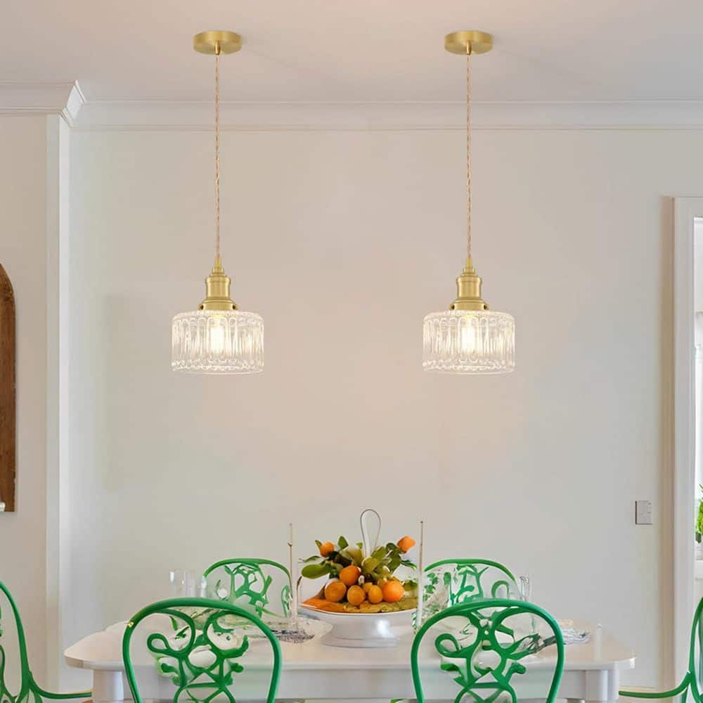 1-Light Brushed Gold Pendant Light with Clear Glass Shadefor Entrance Bathroom Hallway Home (Bulb Not Included) price history on PriceWatchPro