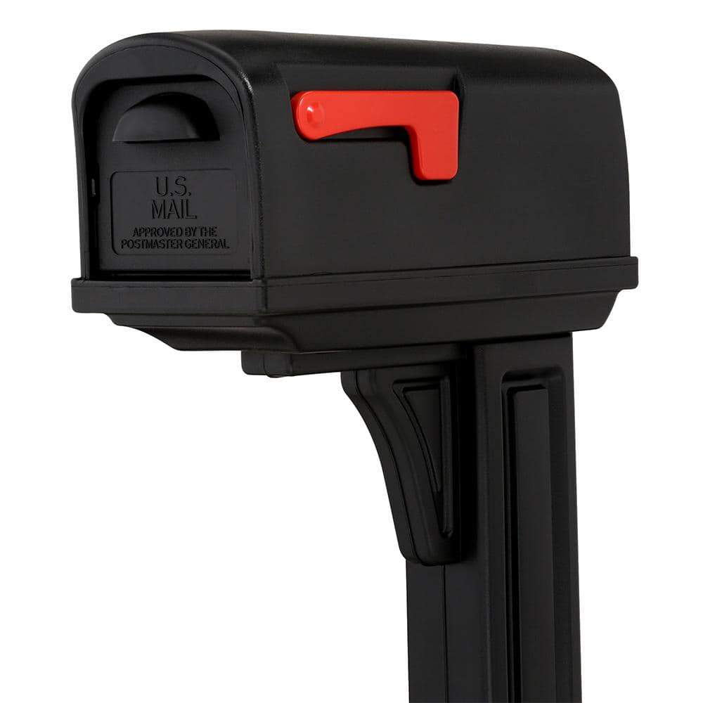 Classic Black Plastic Double Door Post Mount Mailbox