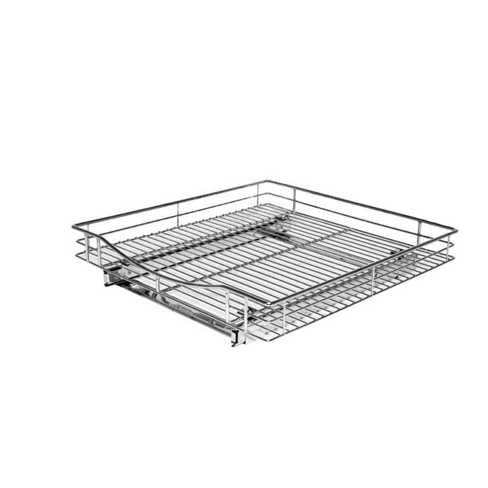 LYNK PROFESSIONAL® Slide Out Double Drawer- Pull Out Two Tier Sliding Under  Cabinet Organizer - 11 inch wide x 21 inch deep - Chrome