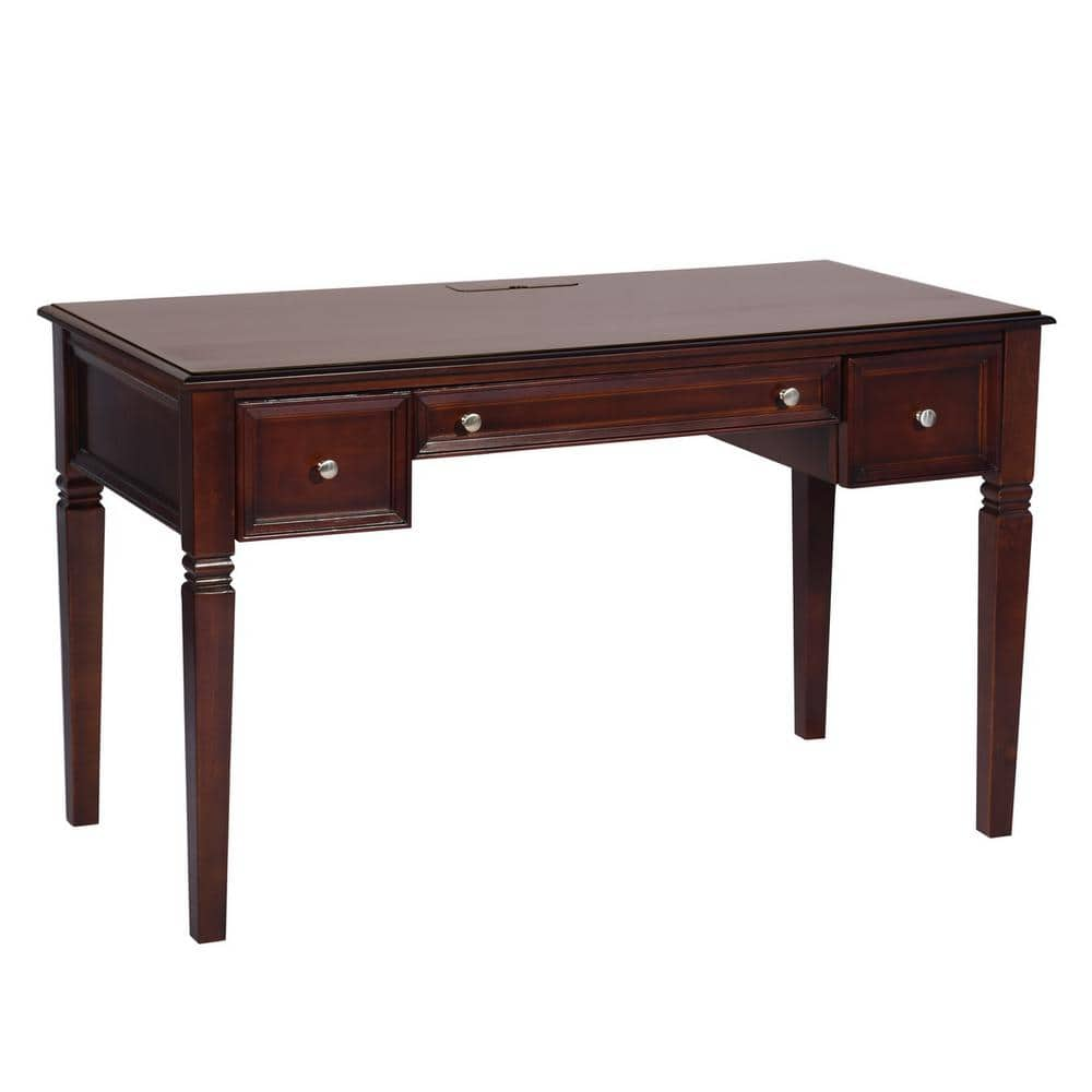 Homy Casa Mildred 50.4 in. Retangular Brown 3-Drawers Writing Desk ...