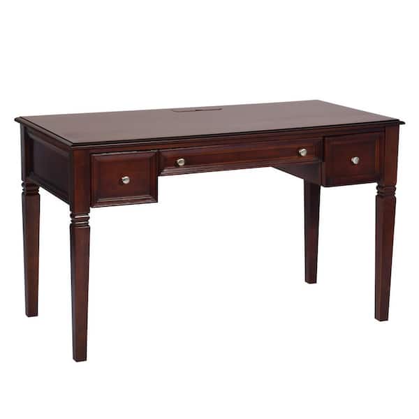 Homy Casa Mildred 50.4 in. Retangular Brown 3-Drawers Writing Desk