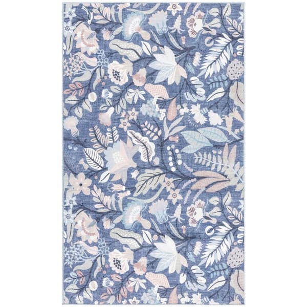 Nourison Washables Navy Multicolor 3 ft. x 5 ft. Botanical Traditional Area Rug