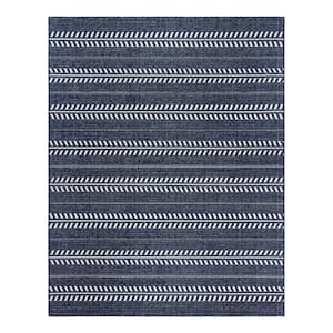 Paseo Moran Stripe Navy/White 8 ft. x 10 ft. Striped Indoor/Outdoor Area Rug