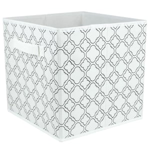 10.5 in. H x 10.5 in. W x 10.5 in. D White Fabric Cube Storage Bin