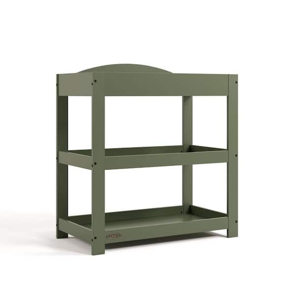 Customizable Olive Changing Table with Water-Resistant Changing Pad