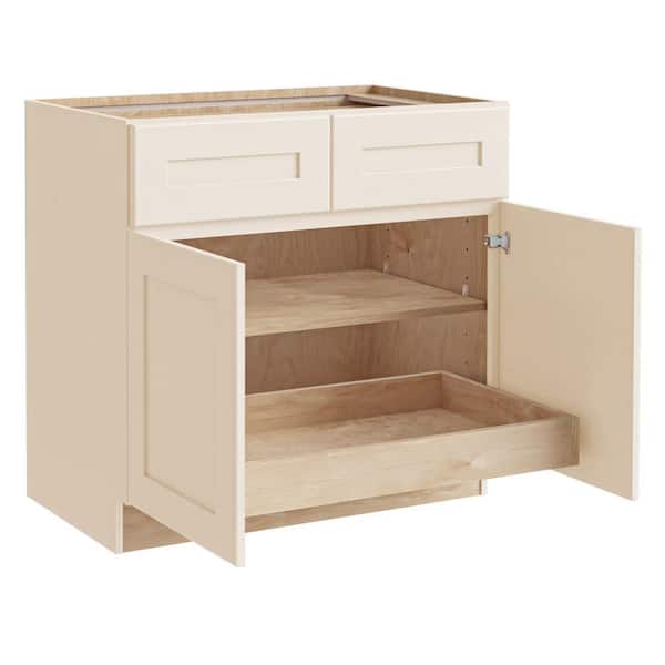 Newport 36 in. W x 24 in. D x 34.5 in. H Assembled Plywood Base Kitchen Cabinet in Blended Cream with 1ROT Soft Close