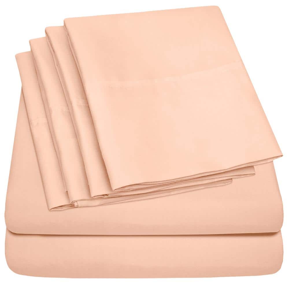 Sweet Home Collection 1500-Supreme Series 6-Piece Peach Solid Color ...