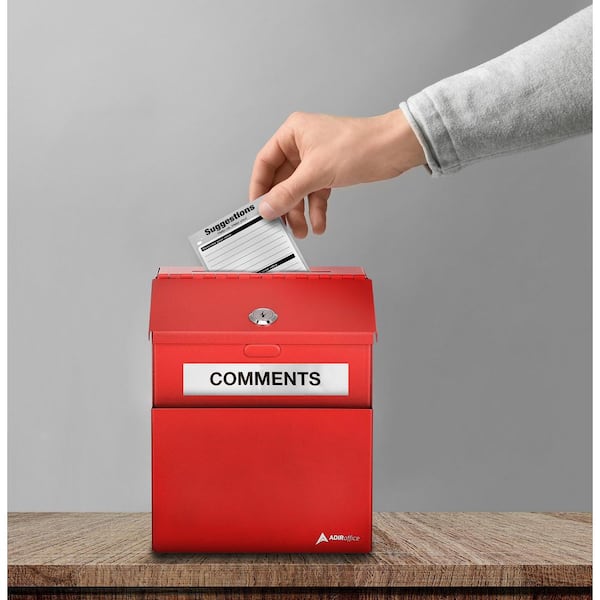Wall Mountable Steel Locking Suggestion Box Drop Box in Red