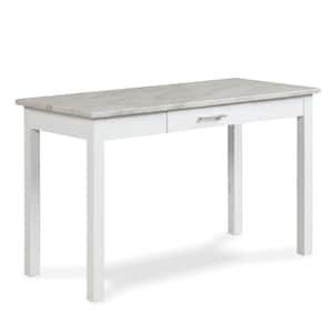 23.25 in. Rectangular White Wood 1 Drawers Writing Desk With Faux Marble Top