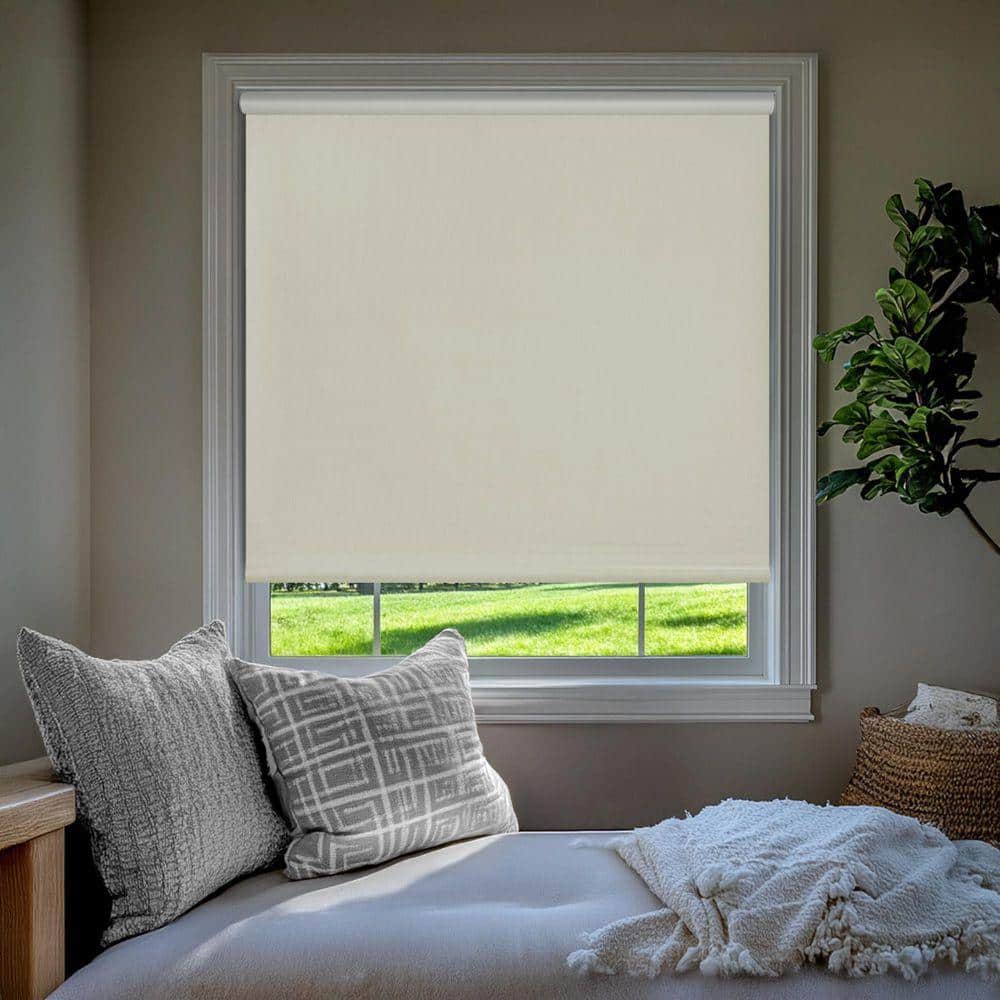 Chicology Ivory Textured Cordless Blackout Privacy Vinyl Roller Shade ...