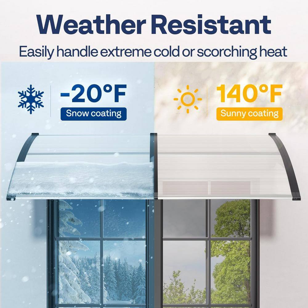 Clear Polycarbonate and Black Aluminum Window Door Awning