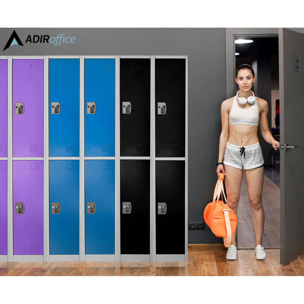 72'' Blue Steel 2-Tier Freestanding Office Locker Set with Adjustable Shelving